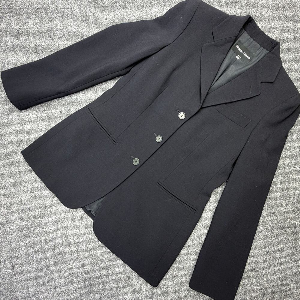 Giorgio Armani Womens Blazer IT 42 Black Wool Stretch Made In Italy